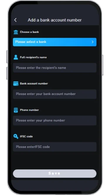 Add your bank details